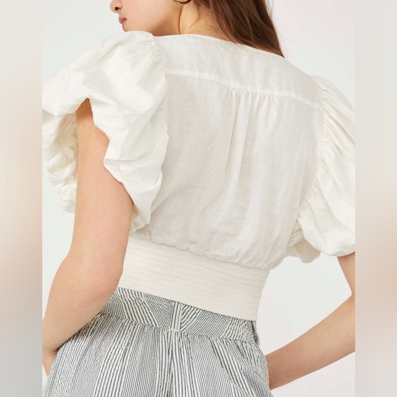 Free People Can't Get Enough Wrap Top in Ivory, Small, EUC - Picture 4 of 14